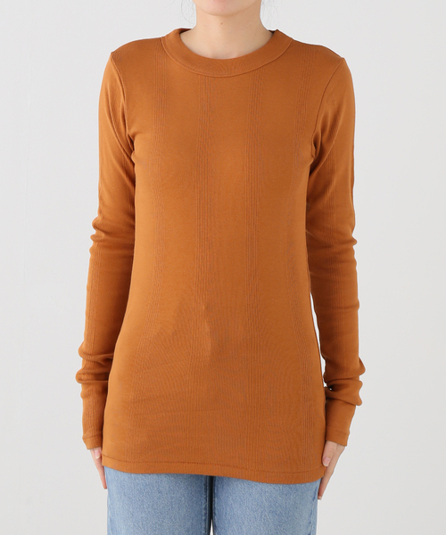 OUTDOOR PRODUCTS（アウトドアプロダクツ）の「miller prib L/S tee（Tシャツ/カットソー・レディース・キャメル/ネイビー/チャコールグレー/ブラウン・FREE）」の4枚目の写真