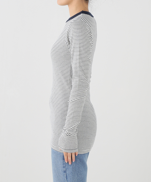 OUTDOOR PRODUCTS（アウトドアプロダクツ）の「miller prib L/S tee（Tシャツ/カットソー・レディース・キャメル/ネイビー/チャコールグレー/ブラウン・FREE）」の5枚目の写真