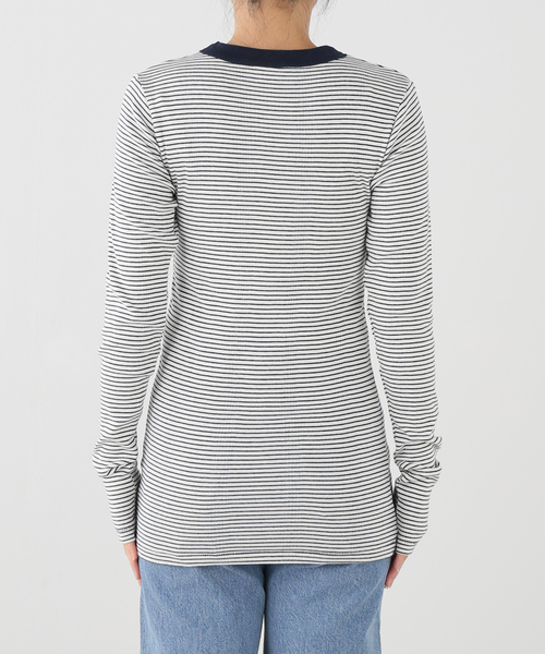 OUTDOOR PRODUCTS（アウトドアプロダクツ）の「miller prib L/S tee（Tシャツ/カットソー・レディース・キャメル/ネイビー/チャコールグレー/ブラウン・FREE）」の6枚目の写真