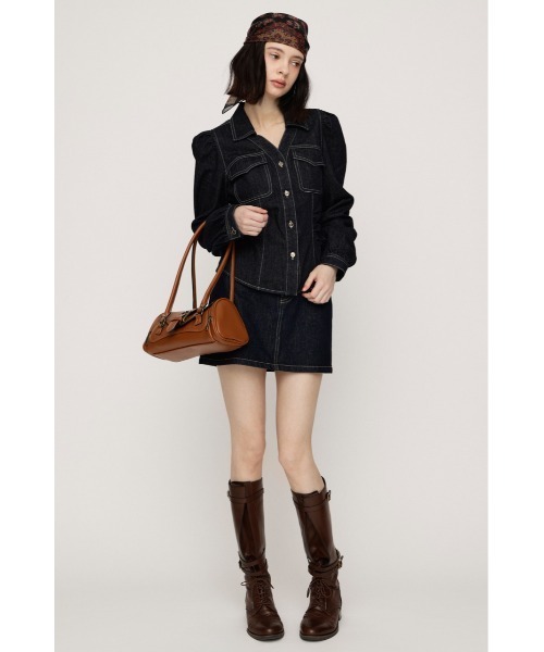 SLY(スライ)の「DENIM PUFF SLEEVE SH デニムパフスリーブシャツ 秋服(シャツ/ブラウス・レディース・ダークパープル/ダークブルー・FREE)」の5枚目の写真