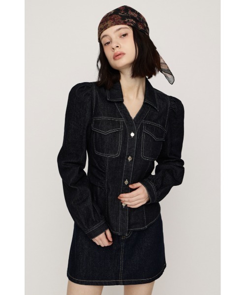 SLY(スライ)の「DENIM PUFF SLEEVE SH デニムパフスリーブシャツ 秋服(シャツ/ブラウス・レディース・ダークパープル/ダークブルー・FREE)」の7枚目の写真
