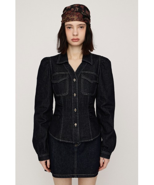 SLY(スライ)の「DENIM PUFF SLEEVE SH デニムパフスリーブシャツ 秋服(シャツ/ブラウス・レディース・ダークパープル/ダークブルー・FREE)」の8枚目の写真