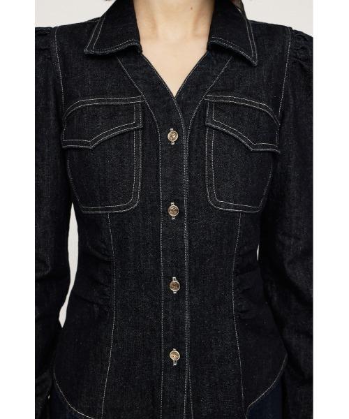 SLY(スライ)の「DENIM PUFF SLEEVE SH デニムパフスリーブシャツ 秋服(シャツ/ブラウス・レディース・ダークパープル/ダークブルー・FREE)」の11枚目の写真