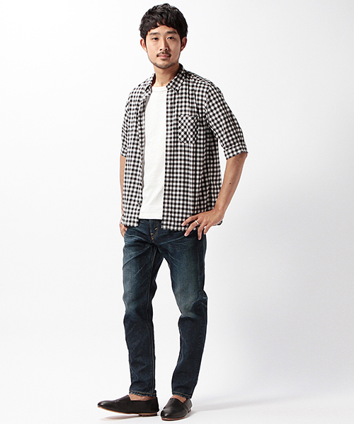 BEAMS(ビームス)の「BEAMS / ギンガム 5分袖 ボタンダウンシャツ(シャツ/ブラウス・メンズ・ホワイト/グリーン/ブルー・MEDIUM/X-LARGE/LARGE/SMALL)」の13枚目の写真