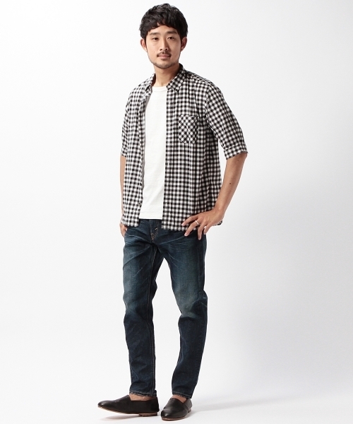 BEAMS(ビームス)の「BEAMS / ギンガム 5分袖 ボタンダウンシャツ(シャツ/ブラウス・メンズ・ホワイト/グリーン/ブルー・MEDIUM/X-LARGE/LARGE/SMALL)」の8枚目の写真