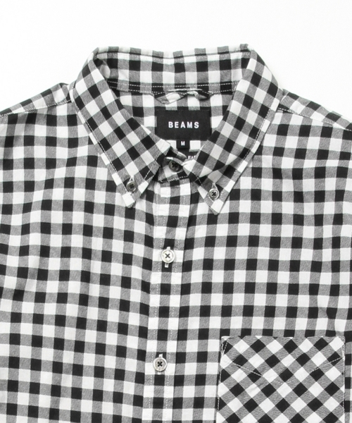BEAMS(ビームス)の「BEAMS / ギンガム 5分袖 ボタンダウンシャツ(シャツ/ブラウス・メンズ・ホワイト/グリーン/ブルー・MEDIUM/X-LARGE/LARGE/SMALL)」の10枚目の写真