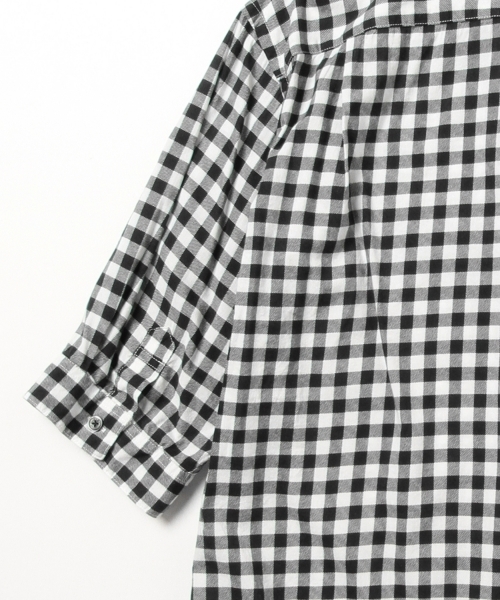 BEAMS(ビームス)の「BEAMS / ギンガム 5分袖 ボタンダウンシャツ(シャツ/ブラウス・メンズ・ホワイト/グリーン/ブルー・MEDIUM/X-LARGE/LARGE/SMALL)」の4枚目の写真