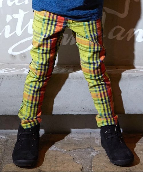 BREEZE（ブリーズ）の「先染めストレッチチェックスキニー（その他パンツ・キッズ・ピンク/ライム/ネイビー・95/110/130/100/120/90/140/80）」の2枚目の写真