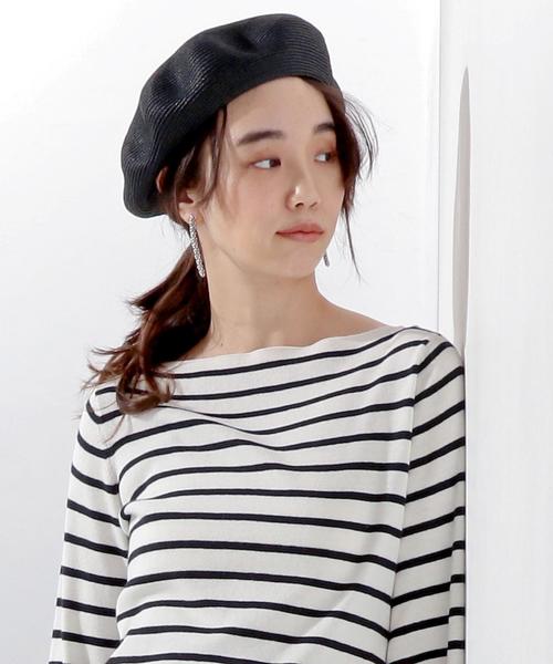 KIJIMA TAKAYUKI（キジマ　タカユキ）の「＜KIJIMA TAKAYUKI（キジマ タカユキ）＞ペーパー ベレーハット ◆（ハンチング/ベレー帽・レディース・ナチュラル/ブラック・FREE）」の2枚目の写真