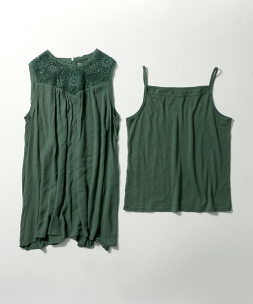 LBC（エルビーシー）の「【SPECIAL PRICE】【セットアイテム】レース切替ワンピース     （ワンピース・レディース・ホワイト/ダークカーキ/ネイビー・LARGE/MEDIUM）」の2枚目の写真