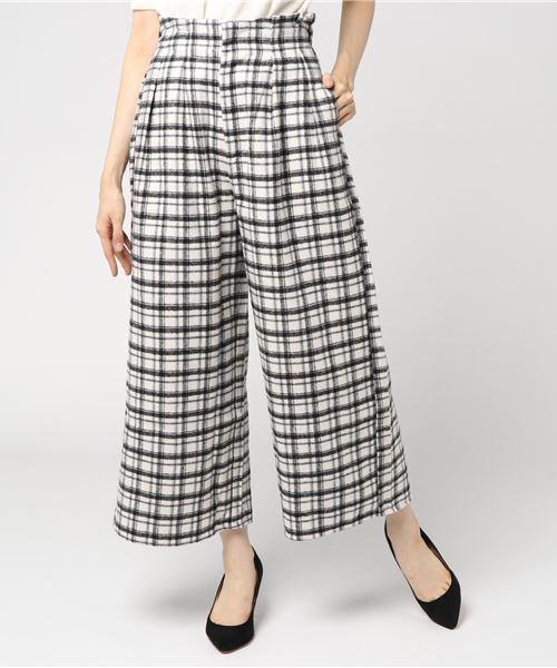 earth music&ecology（アースミュージックアンドエコロジー）の「・チェックウールライクワイドパンツ（その他パンツ・レディース・グレー/ネイビー/アイボリー・FREE）」の15枚目の写真