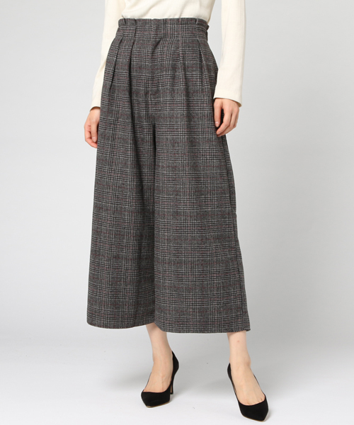 earth music&ecology（アースミュージックアンドエコロジー）の「・チェックウールライクワイドパンツ（その他パンツ・レディース・グレー/ネイビー/アイボリー・FREE）」の13枚目の写真