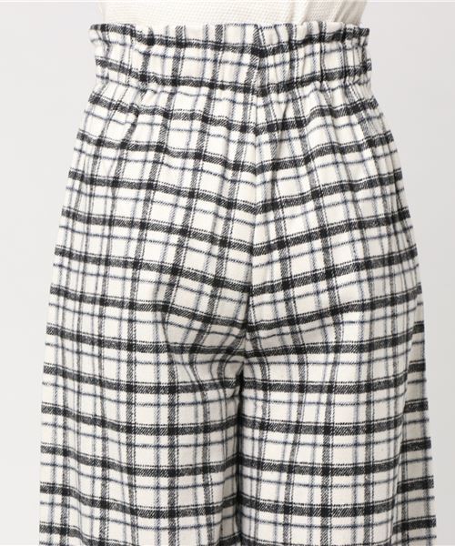 earth music&ecology（アースミュージックアンドエコロジー）の「・チェックウールライクワイドパンツ（その他パンツ・レディース・グレー/ネイビー/アイボリー・FREE）」の4枚目の写真