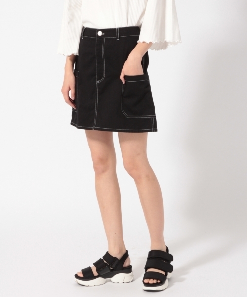 LOWRYS FARM（ローリーズファーム）の「ハイショクステッチミニスカート　783444 （スカート・レディース・ブラック/アイボリー/ベージュ・LARGE/MEDIUM）」の3枚目の写真