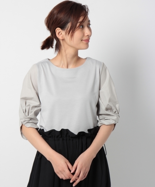 laboratory work（ラボラトリーワーク）の「袖異素材ねじりプルオーバー（Tシャツ/カットソー・レディース・ネイビー/グレー/ホワイト・MEDIUM）」の3枚目の写真