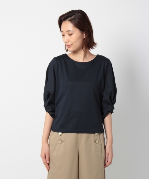 laboratory work（ラボラトリーワーク）の「袖異素材ねじりプルオーバー（Tシャツ/カットソー・レディース・ネイビー/グレー/ホワイト・MEDIUM）」の14枚目の写真