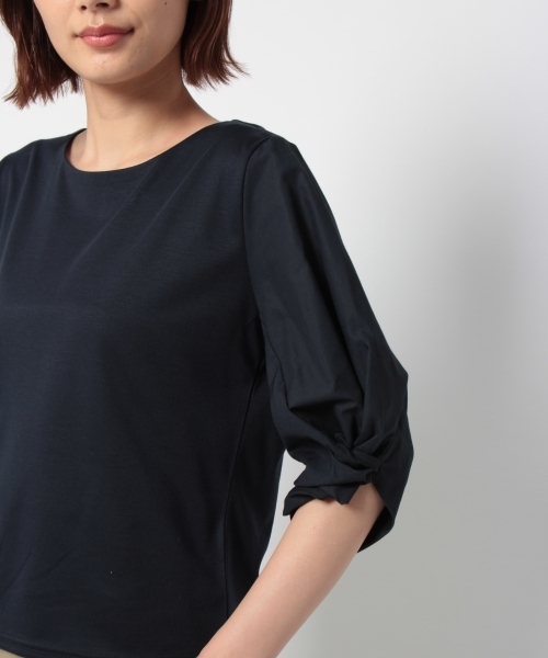 laboratory work（ラボラトリーワーク）の「袖異素材ねじりプルオーバー（Tシャツ/カットソー・レディース・ネイビー/グレー/ホワイト・MEDIUM）」の9枚目の写真