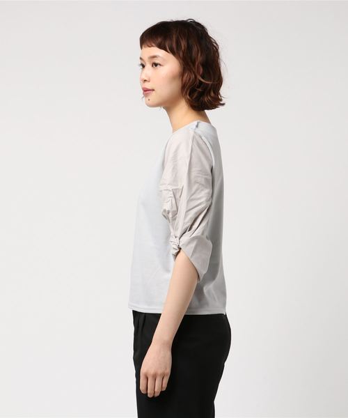 laboratory work（ラボラトリーワーク）の「袖異素材ねじりプルオーバー（Tシャツ/カットソー・レディース・ネイビー/グレー/ホワイト・MEDIUM）」の5枚目の写真