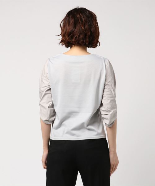 laboratory work（ラボラトリーワーク）の「袖異素材ねじりプルオーバー（Tシャツ/カットソー・レディース・ネイビー/グレー/ホワイト・MEDIUM）」の4枚目の写真