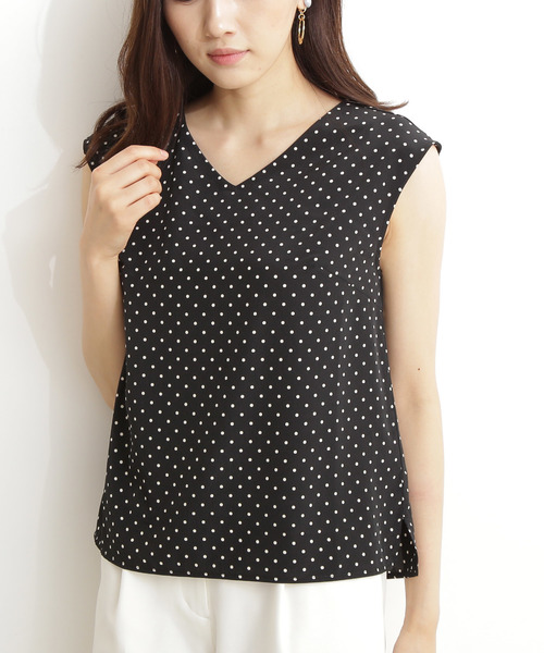 N.(N. Natural Beauty Basic)(エヌエヌナチュラルビューティーベーシック)の「【追加生産】◆ドットノースリーブブラウス(シャツ/ブラウス・レディース・ダークネイビー/ブラック系その他・MEDIUM)」の10枚目の写真