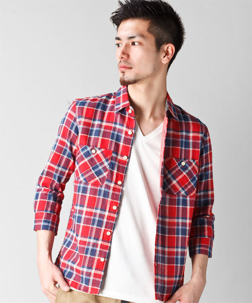 NANO universe（ナノユニバース）の「WGマドラスチェックSH 7/S（シャツ/ブラウス・メンズ・レッド/イエロー/グリーン/チャコール・SMALL/MEDIUM/LARGE/X-LARGE）」の4枚目の写真