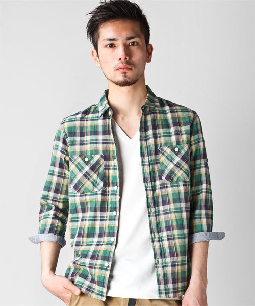 NANO universe（ナノユニバース）の「WGマドラスチェックSH 7/S（シャツ/ブラウス・メンズ・レッド/イエロー/グリーン/チャコール・SMALL/MEDIUM/LARGE/X-LARGE）」の2枚目の写真