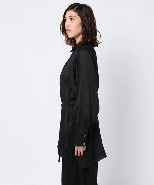 MOUSSY（マウジー）の「CREPE LOOSE LONG SHIRT（シャツ/ブラウス・レディース・ライトカーキ/アイボリー/ブラック/ボルドー・FREE）」の5枚目の写真