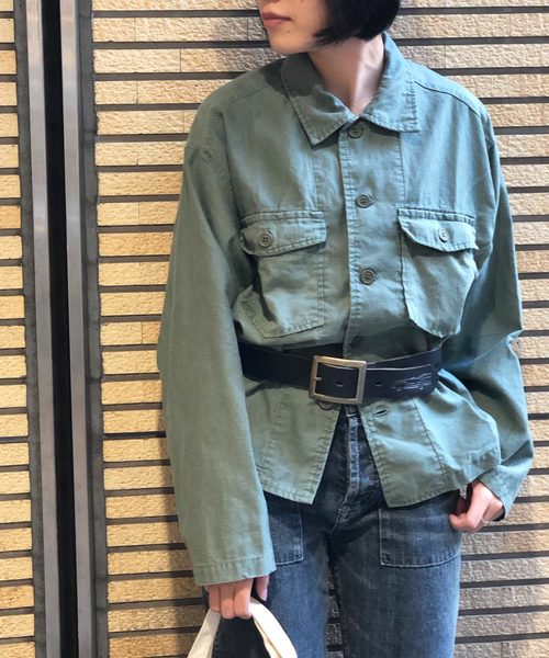 OLD BETTY'S（オールドベティーズ）の「Wide Utility Shirts/ワイド ユーティリティー シャツ（シャツ/ブラウス・レディース・ベージュ/オリーブ・FREE）」の2枚目の写真