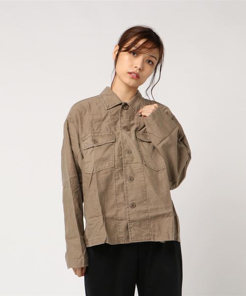 OLD BETTY'S（オールドベティーズ）の「Wide Utility Shirts/ワイド ユーティリティー シャツ（シャツ/ブラウス・レディース・ベージュ/オリーブ・FREE）」の6枚目の写真