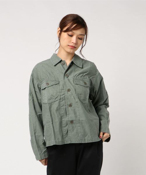 OLD BETTY'S（オールドベティーズ）の「Wide Utility Shirts/ワイド ユーティリティー シャツ（シャツ/ブラウス・レディース・ベージュ/オリーブ・FREE）」の8枚目の写真