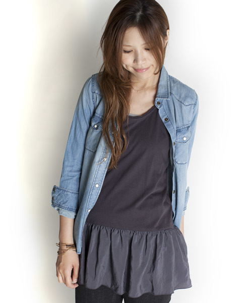 NANO universe（ナノユニバース）の「FF/ペプラム切替タンクトップ（タンクトップ・レディース・オフホワイト/ライトグレー/ベージュ/チャコール/ネイビー/ブラック・FREE）」の5枚目の写真