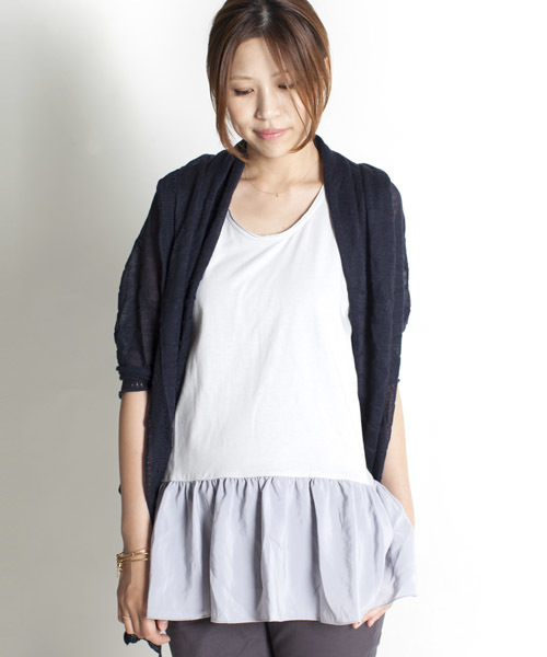 NANO universe（ナノユニバース）の「FF/ペプラム切替タンクトップ（タンクトップ・レディース・オフホワイト/ライトグレー/ベージュ/チャコール/ネイビー/ブラック・FREE）」の4枚目の写真