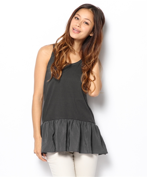 NANO universe（ナノユニバース）の「FF/ペプラム切替タンクトップ（タンクトップ・レディース・オフホワイト/ライトグレー/ベージュ/チャコール/ネイビー/ブラック・FREE）」の15枚目の写真