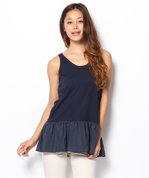 NANO universe（ナノユニバース）の「FF/ペプラム切替タンクトップ（タンクトップ・レディース・オフホワイト/ライトグレー/ベージュ/チャコール/ネイビー/ブラック・FREE）」の13枚目の写真