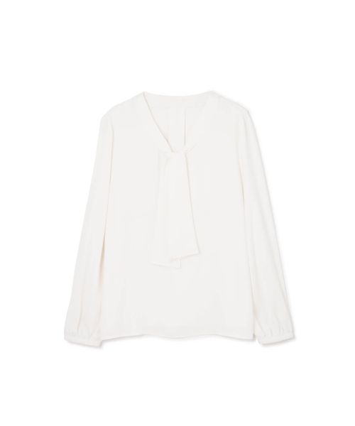 極美品　NATURAL BEAUTY BASIC ボウタイシャツ　ホワイトM N.Natural Beauty Basic ブラウス シャツ ラチネボウタイ