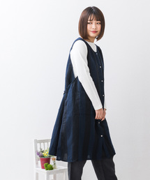 【Avec des tunue/アヴェック デ トゥニュ】ノースリーブ前開きワンピース 1-10016 KDU