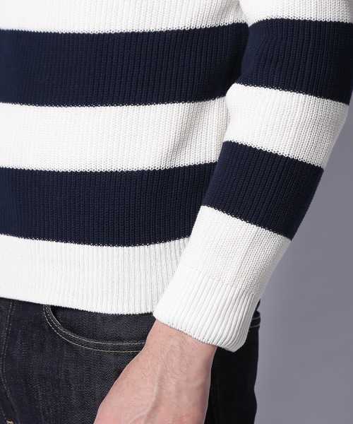 green label relaxing(グリーンレーベルリラクシング)の「HI/T AZE BOR C/N 7Gニット ◆(ニット/セーター・メンズ・グレー/ネイビー・MEDIUM/SMALL/LARGE)」の9枚目の写真