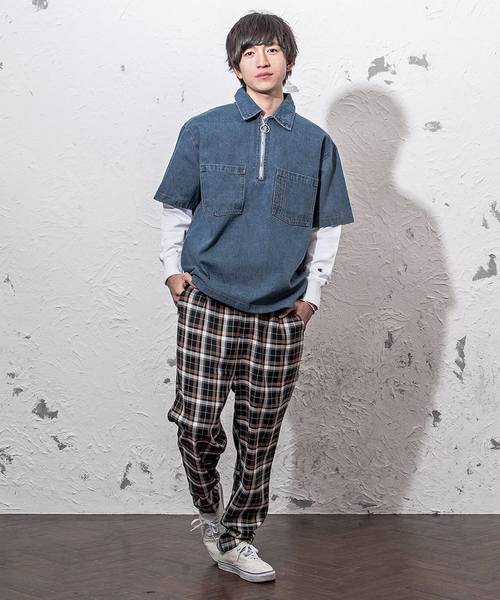 MinoriTY(マイノリティ)の「ハーフZIPデニムシャツ オーバーサイズ(シャツ/ブラウス・メンズ・インディゴブルー/サックスブルー・M/L)」の10枚目の写真