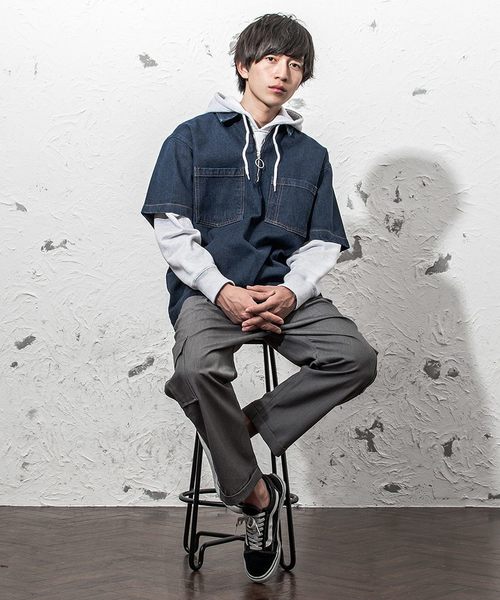 MinoriTY(マイノリティ)の「ハーフZIPデニムシャツ オーバーサイズ(シャツ/ブラウス・メンズ・インディゴブルー/サックスブルー・M/L)」の3枚目の写真