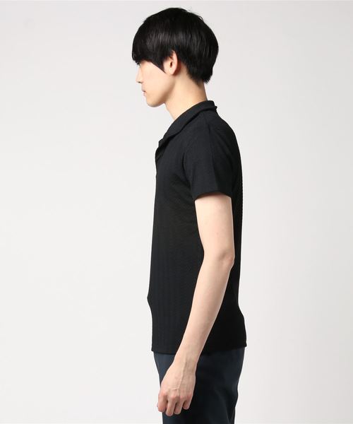 おしゃれスタ(オシャレスタ)の「ジグザグジャカードワイヤーデザインスキッパー半袖シャツ(SS)(シャツ/ブラウス・メンズ・ネイビー/ブラック/ホワイト・L/M)」の5枚目の写真