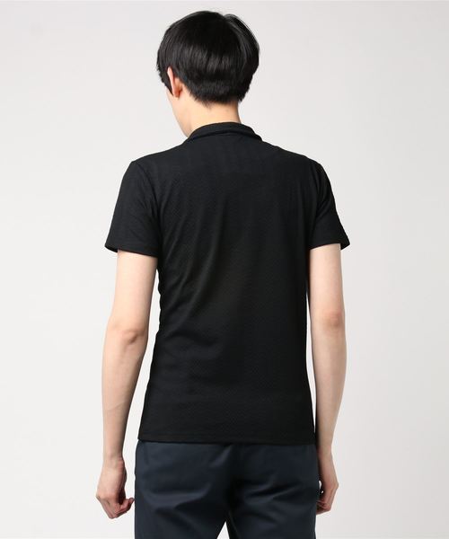 おしゃれスタ(オシャレスタ)の「ジグザグジャカードワイヤーデザインスキッパー半袖シャツ(SS)(シャツ/ブラウス・メンズ・ネイビー/ブラック/ホワイト・L/M)」の4枚目の写真