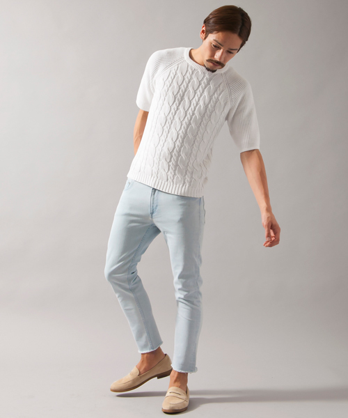 BEAUTY&YOUTH UNITED ARROWS(ビューティーアンドユースユナイテッドアローズ)の「BY ∴ ミドルゲージ ケーブル クルーネック 5スリーブ◆(ニット/セーター・メンズ・ホワイト/ネイビー・SMALL/MEDIUM/X-LARGE/LARGE)」の8枚目の写真