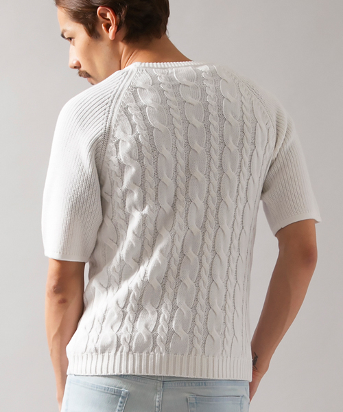 BEAUTY&YOUTH UNITED ARROWS(ビューティーアンドユースユナイテッドアローズ)の「BY ∴ ミドルゲージ ケーブル クルーネック 5スリーブ◆(ニット/セーター・メンズ・ホワイト/ネイビー・SMALL/MEDIUM/X-LARGE/LARGE)」の5枚目の写真