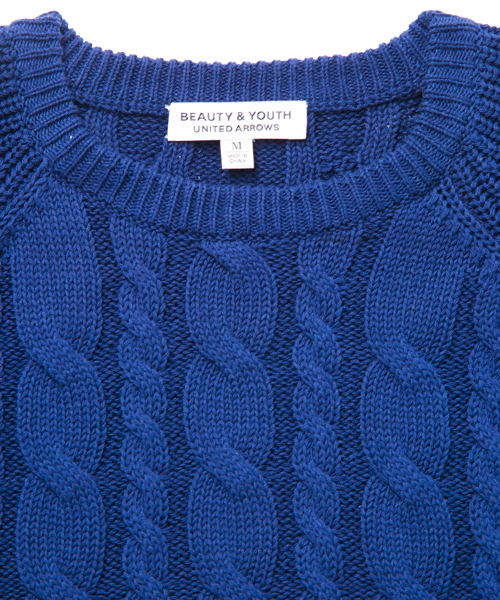 BEAUTY&YOUTH UNITED ARROWS(ビューティーアンドユースユナイテッドアローズ)の「BY ∴ ミドルゲージ ケーブル クルーネック 5スリーブ◆(ニット/セーター・メンズ・ホワイト/ネイビー・SMALL/MEDIUM/X-LARGE/LARGE)」の12枚目の写真