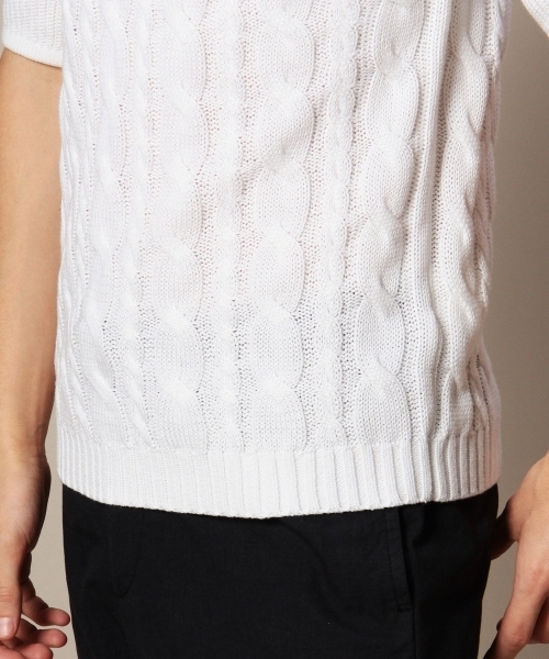 BEAUTY&YOUTH UNITED ARROWS(ビューティーアンドユースユナイテッドアローズ)の「BY ∴ ミドルゲージ ケーブル クルーネック 5スリーブ◆(ニット/セーター・メンズ・ホワイト/ネイビー・SMALL/MEDIUM/X-LARGE/LARGE)」の13枚目の写真