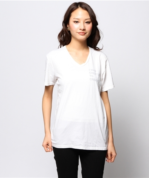 ROSE BUD（ローズバッド）の「(GOOD HYOUMAN) UNISEX V NECK-T（Tシャツ/カットソー・レディース・チャコールグレー/ホワイト/ホワイト系その他/ブラック・X-SMALL）」の13枚目の写真
