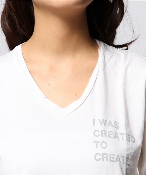 ROSE BUD（ローズバッド）の「(GOOD HYOUMAN) UNISEX V NECK-T（Tシャツ/カットソー・レディース・チャコールグレー/ホワイト/ホワイト系その他/ブラック・X-SMALL）」の9枚目の写真