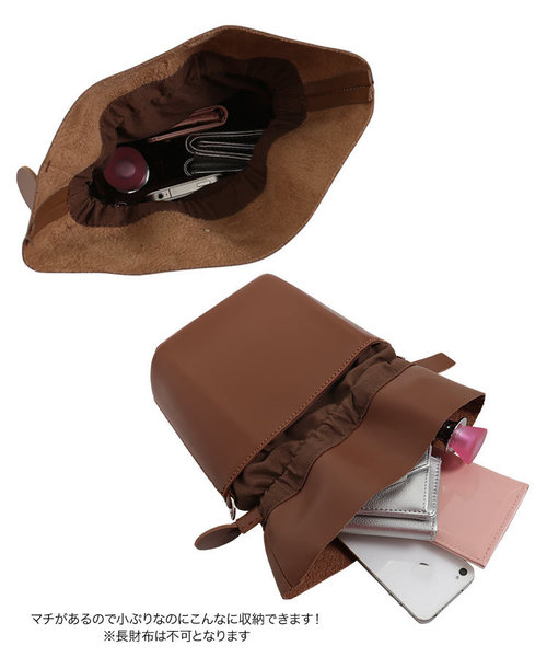 KOBE LETTUCE(コウベレタス)の「2wayミニショルダー巾着バッグ(ショルダーバッグ・レディース・ブラック/ブラウン/グレー/イエロー・FREE)」の12枚目の写真