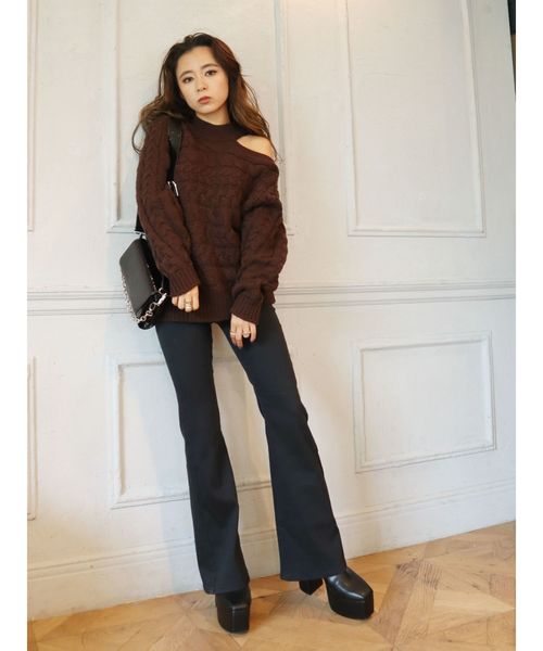 EVRIS（エヴリス）の「BASICフレアーDENIM パンツ（デニムパンツ・レディース・ブラック/インディゴブルー・MEDIUM/SMALL）」の3枚目の写真