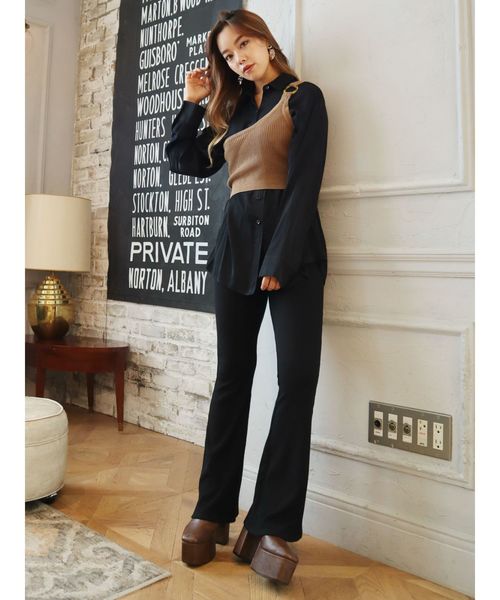 EVRIS（エヴリス）の「BASICフレアーDENIM パンツ（デニムパンツ・レディース・ブラック/インディゴブルー・MEDIUM/SMALL）」の6枚目の写真